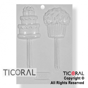 MOLDE A 1386 CUPCAKE Y TORTA C/PALITO 175X135MM APROX TRANSPARENTE x 4